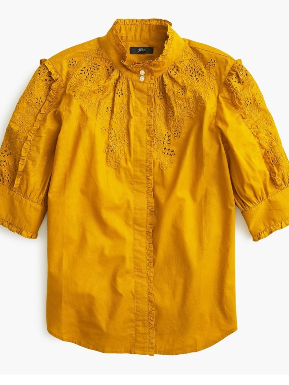 J. Crew Mockneck Embroidered Blouse